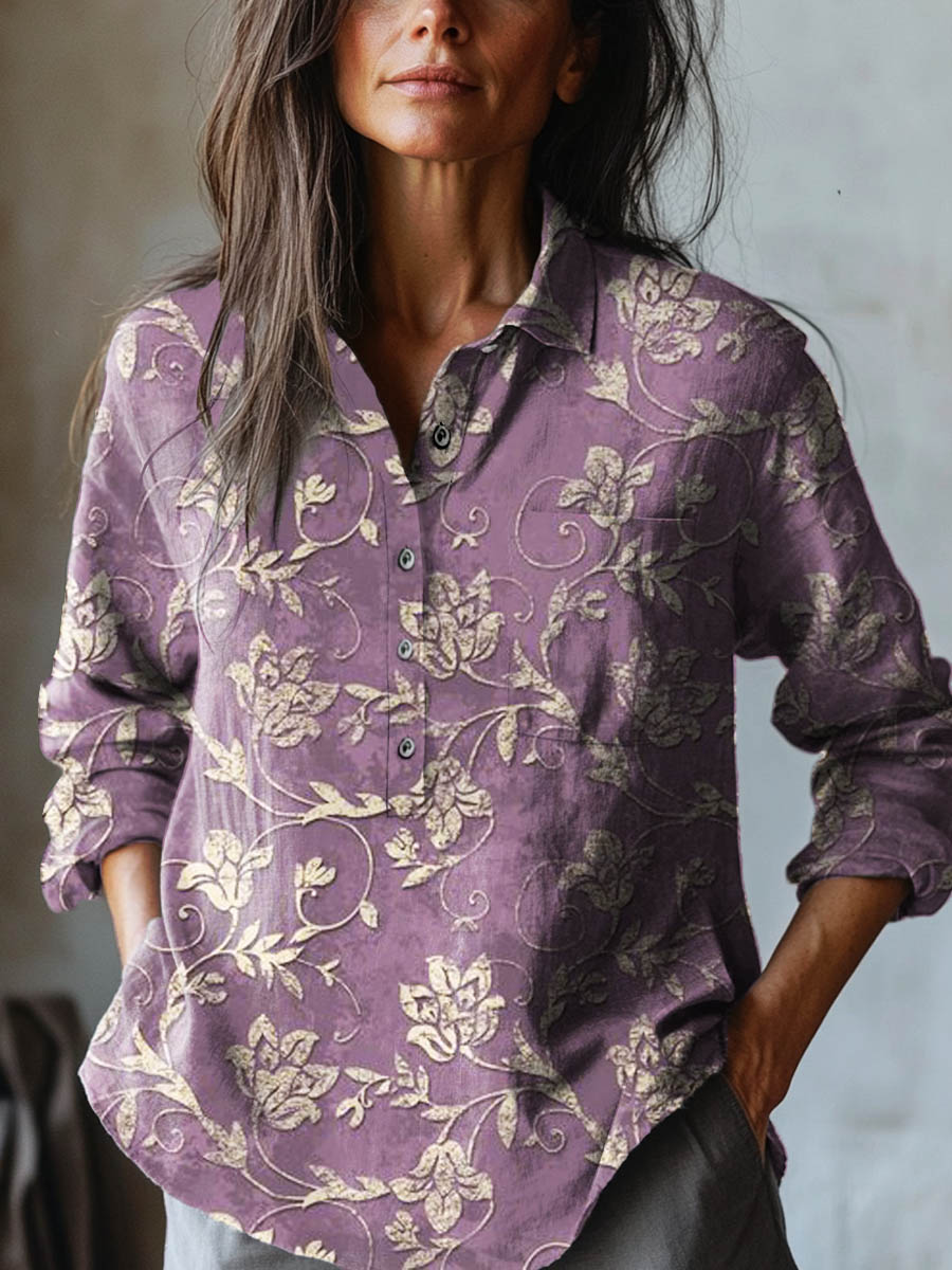 Lora | Floral Embroidered Linen Shirt