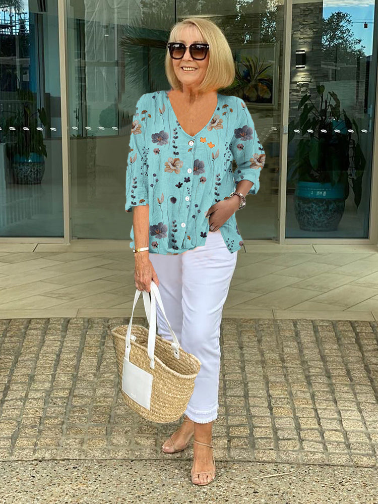 Rosalinda | Printed Button Tunic Top
