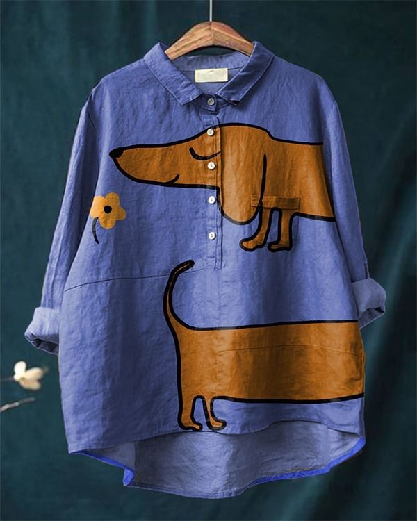 Divya | Artistic Dachshund Print Casual Blouse