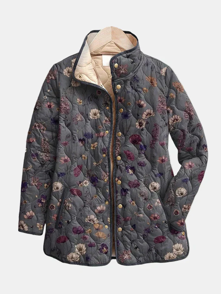 Lora | Vintage Floral Print Quilted Jacket