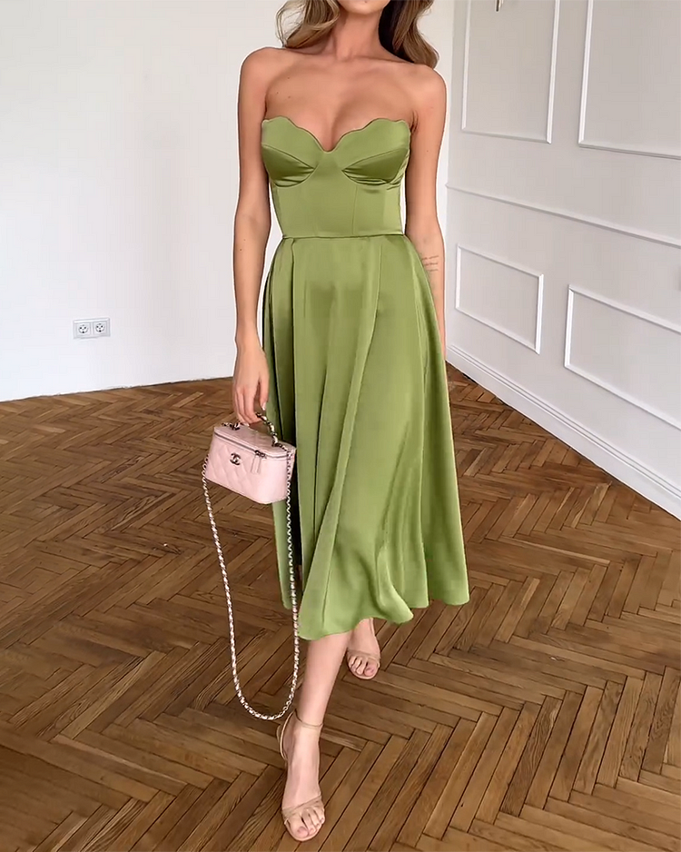 Patsy | Strapless Elegant Midi Dress
