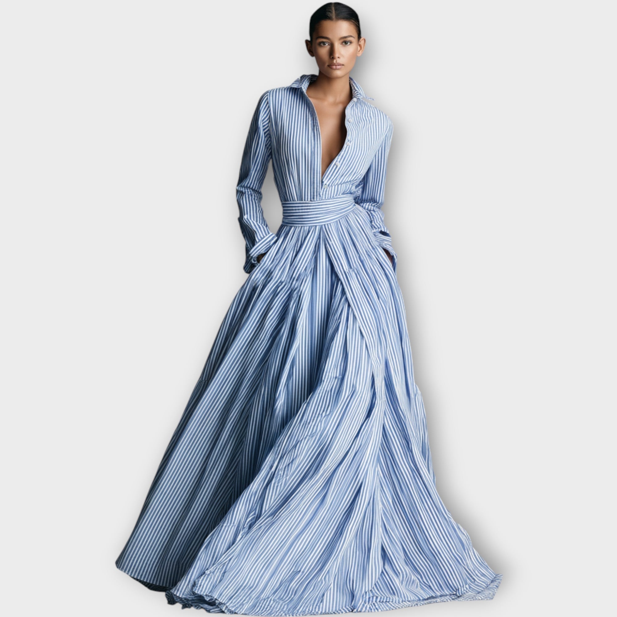 Nataly | Striped Button Maxi Dress