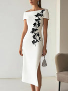 Vero | Chic Floral Print Boat Neck Midi Dress Outfit
