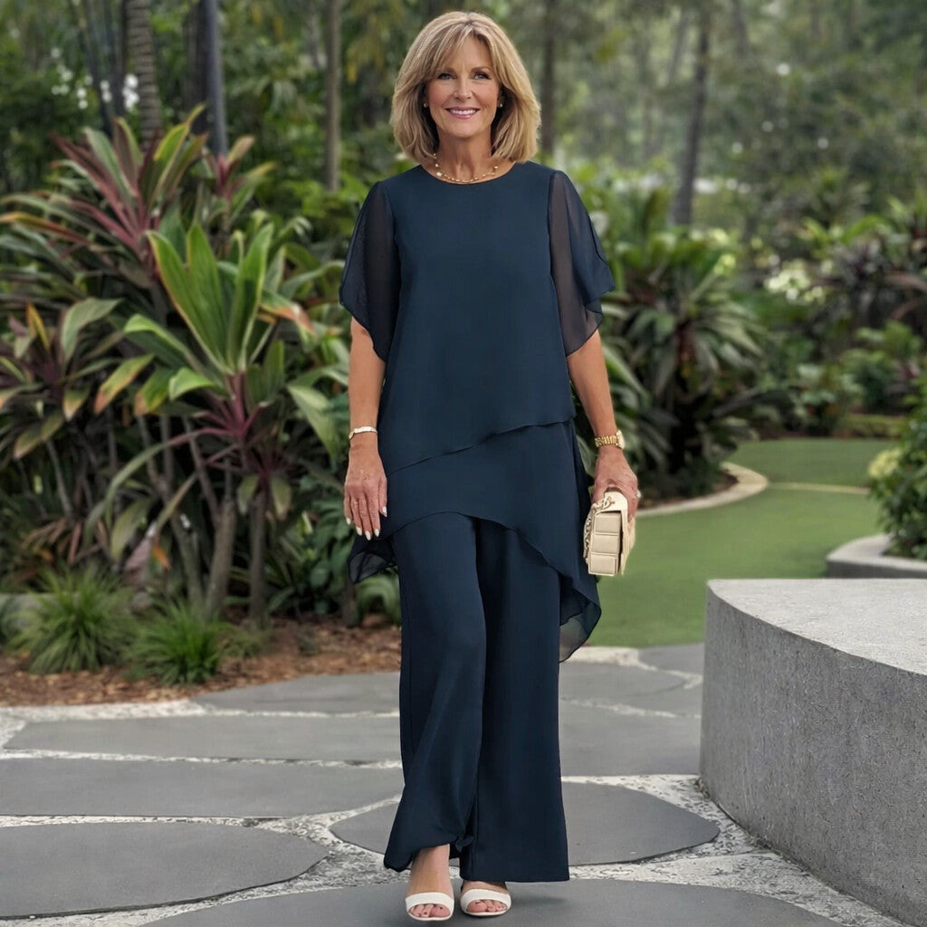 Janet | Chic Asymmetric Top & Trouser Set