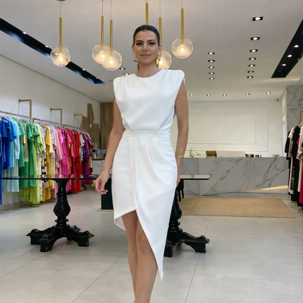 Gabby | Elegant Dress with Structured Asymmetric Line