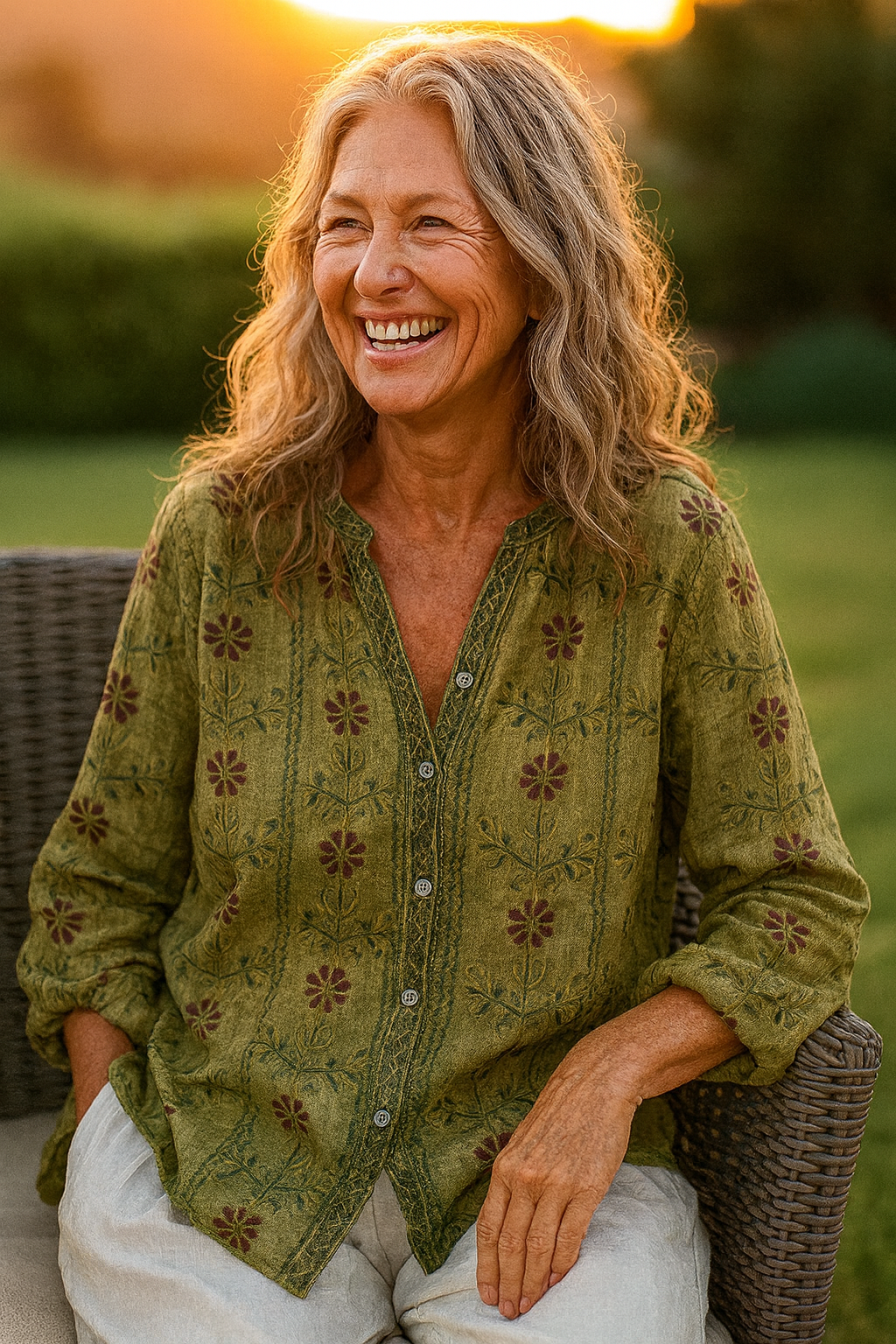 Marla | Relaxed V-Neck Blouse – Timeless Style, Effortless Comfort