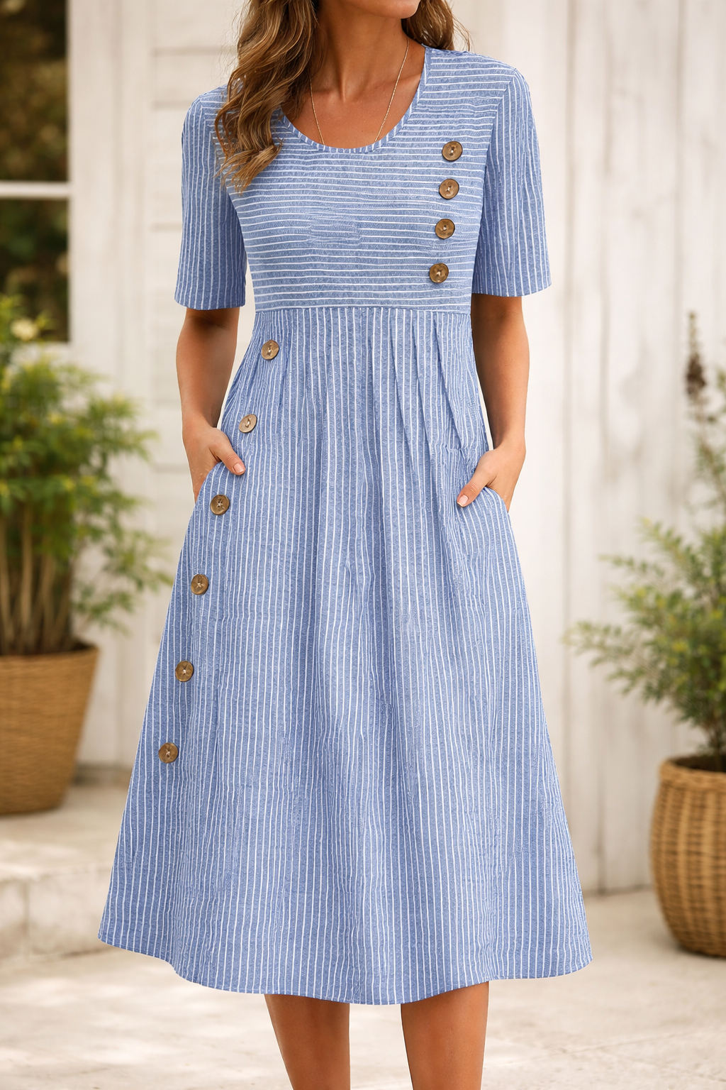 Priyanka | Timeless Striped Midi Dress