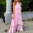 Neha | Halterneck Ruffle Maxi Dress