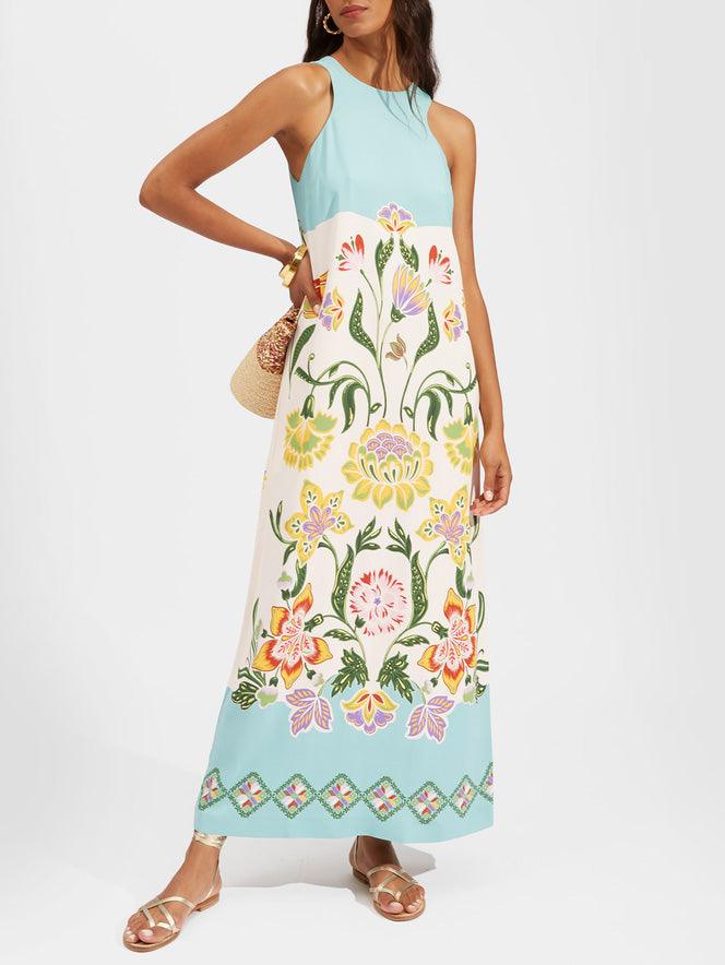 Suzie | Resort Sunshine Floral Print Sleeveless Midi Dress
