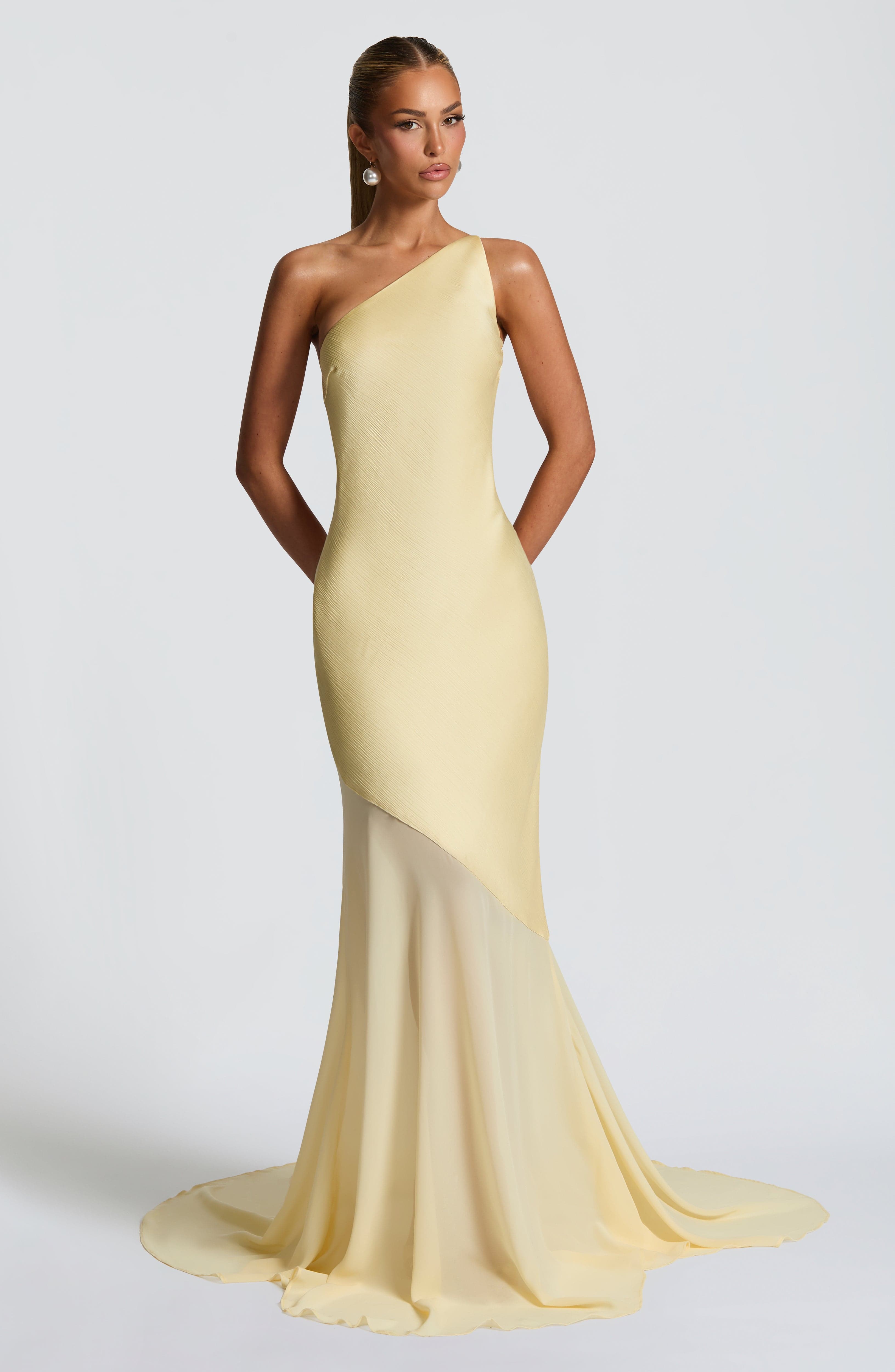 Rosy | One-Shoulder Mesh Evening Gown