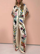 Janette | Resort Vibes Satin Unique Print Shirt & Trousers Set Fit