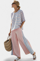 Lamar | Elegant Pink-Blue Linen Blouse & Soft Pants