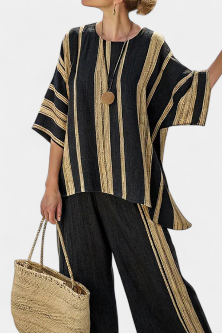 Antoinette | Comfortable Oversized Striped Top & Relaxed Linen Pants