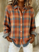 Keisha | Checked Blouse Made from Warm, Soft Hoodie Material