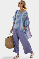 Ashley | Elegant Lavender & Sky Blue Top & Linen Pants