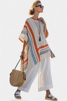 Svetlana | Sophisticated Asymmetrical Blouse & Wide-Leg Linen Pants