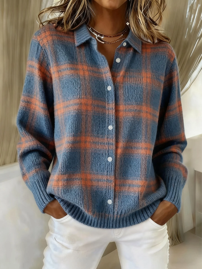 Kristy | Soft Hoodie Blouse with Check Pattern