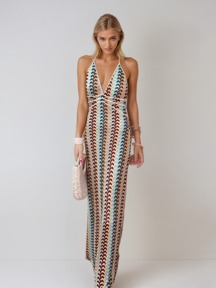 Ines | Backless V-Neck Maxi Dress