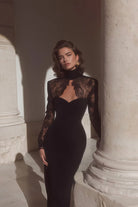 Marisol | Lace Panel Maxi Dress – Black
