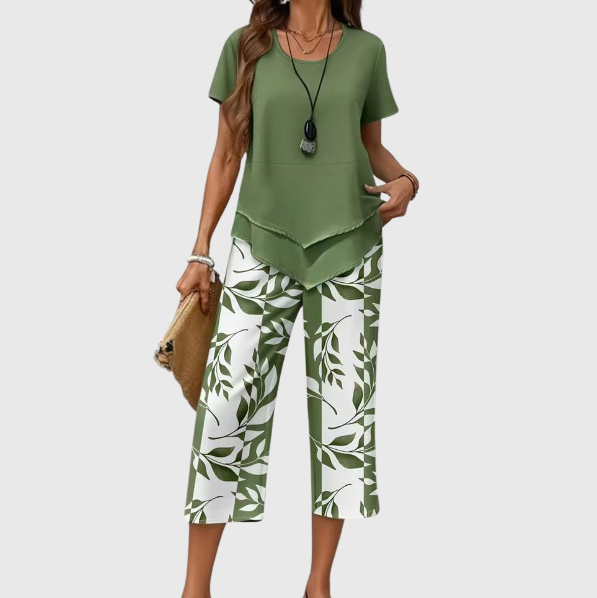 Lili | Casual Leaf Print Two-Piece Set