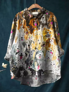 Mirian | Artistic Dog Portrait Print Women's Casual Blouse