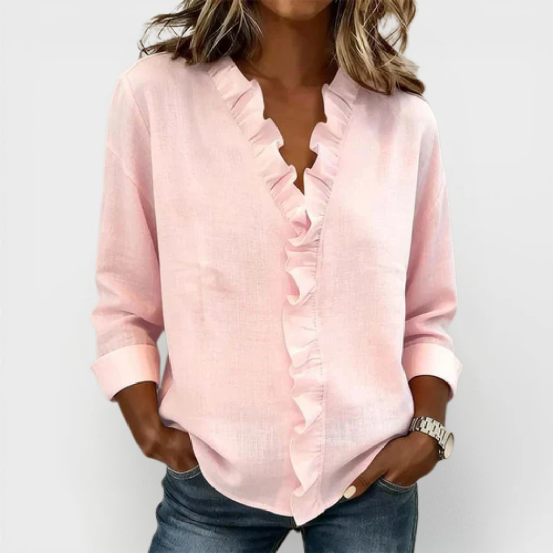 Lexi | Blouse with Ruffles, V-Neck and Long Sleeves