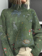 Alejandra | Animal Pattern Printed Knit Turtleneck Pullover Sweater