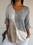 Tori | Abstract Geometric Pattern Art Print Casual Knit Pullover