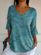 Bobbie | Vintage Ethnic Floral Art Print Casual Pullover Knit