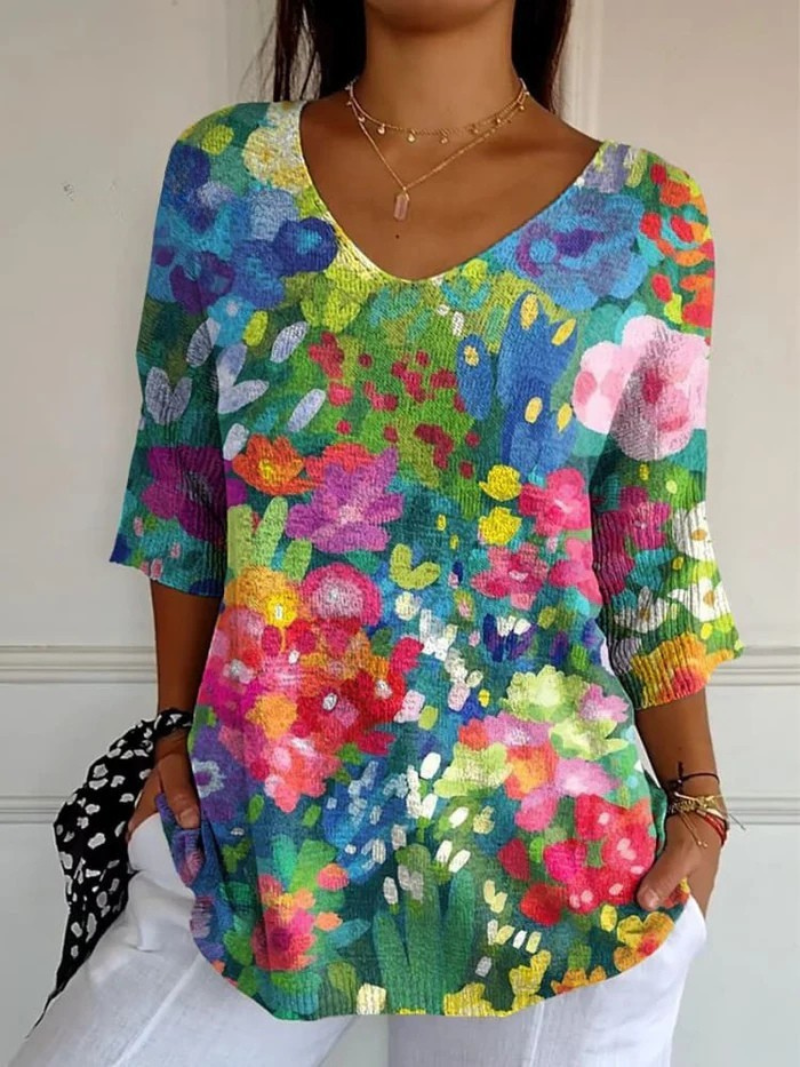 Sonia | Vintage Lovely Floral Art Print Casual Pullover Knit
