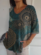 Elida | Vintage Circle Totem Abstract Geometry Casual Pullover Knit