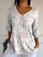 Ebony | Vintage Floral Art Casual Pullover Knit
