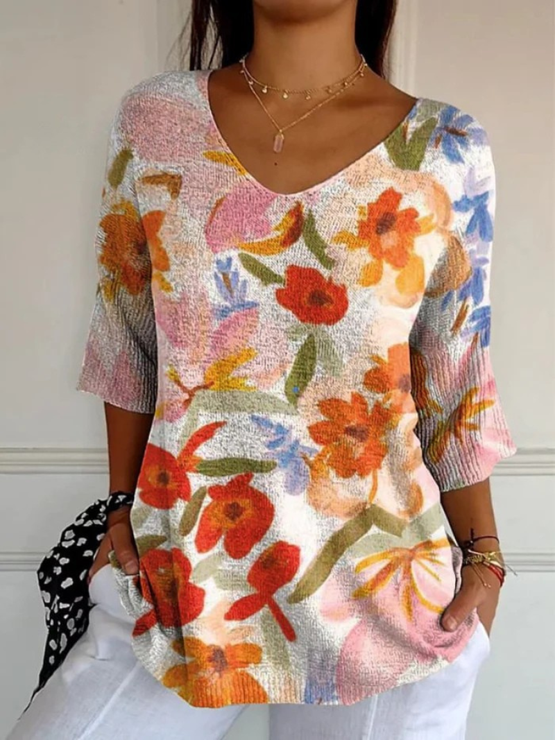 Rachelle | Vintage Art Floral Casual Pullover Knit