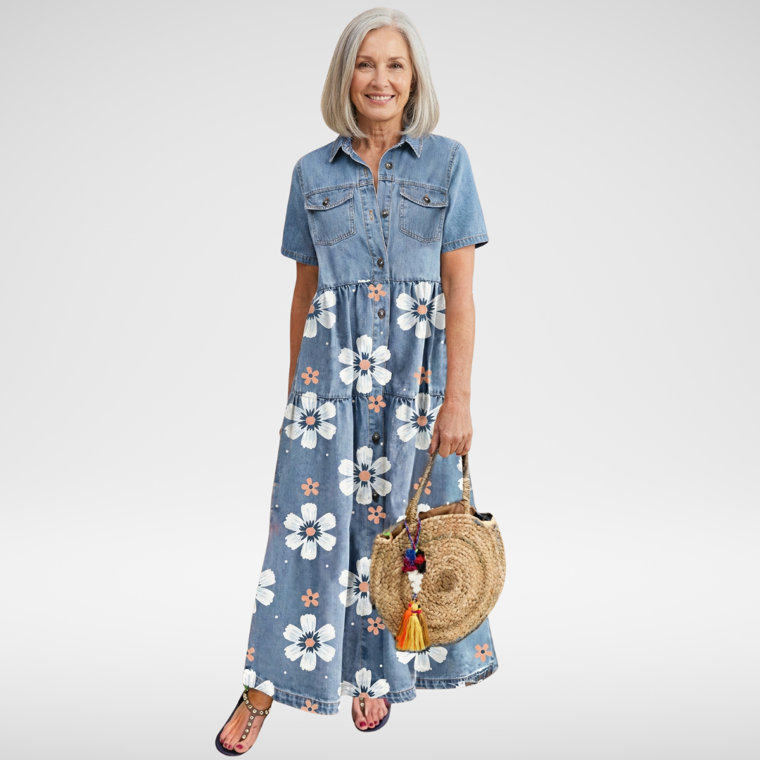 Rita | Denim Flower Dress