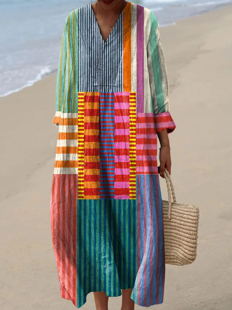 Abbey | Retro Dress with Geometric Print for Women
