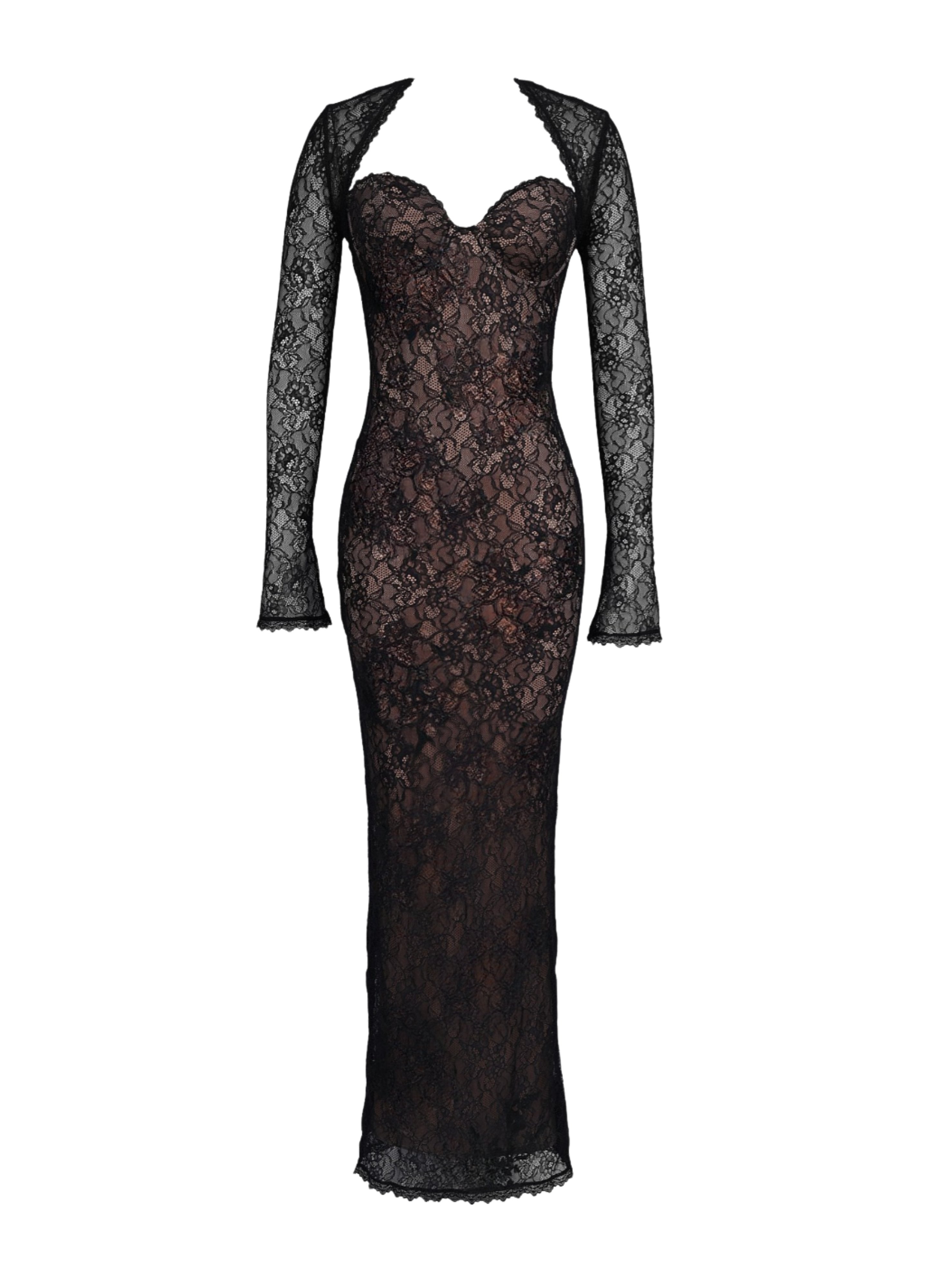 Janet | Noir Lace Maxi Dress