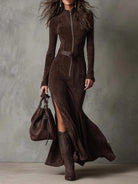 Margo | Suede Dress with Belt and Zipper