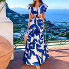 Cristal | Summer Butterfly Maxi: Women's Fashion V-Neck Backless Dress