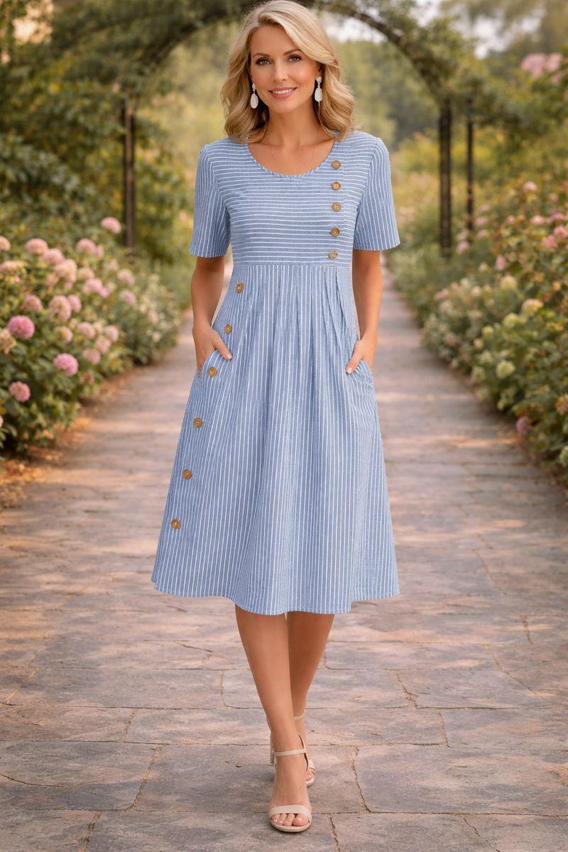 Justine | Striped a-Line Midi Dress