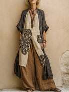 Phyllis | Dark Gray & Brown Tribal Print Three-Piece Set