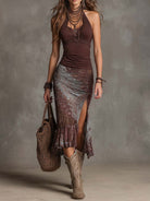 Irina | Halter Boho Maxi Dress