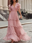Rena | Light Pink Elegant Wedding Maxi Dress