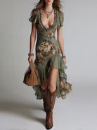 Glenda | Vintage Floral Ruffle Dress