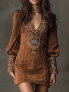 Elvira | Short Dress with Suede Effect