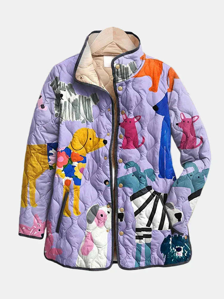 Julieta | Casual Quilted Jacket with Dog Print