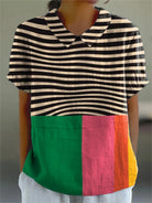 Mayra | Bold Stripes and Color Block Shirt