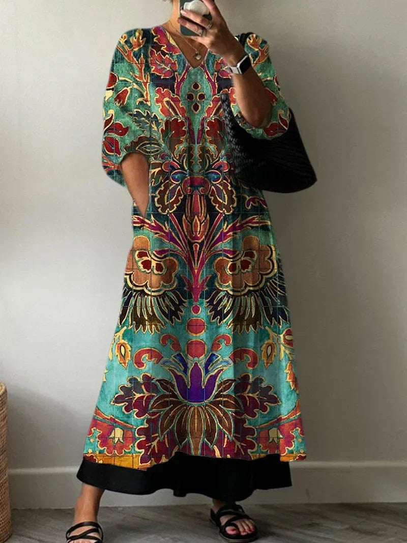 Zoila | Elegant Dress with Carolina Print