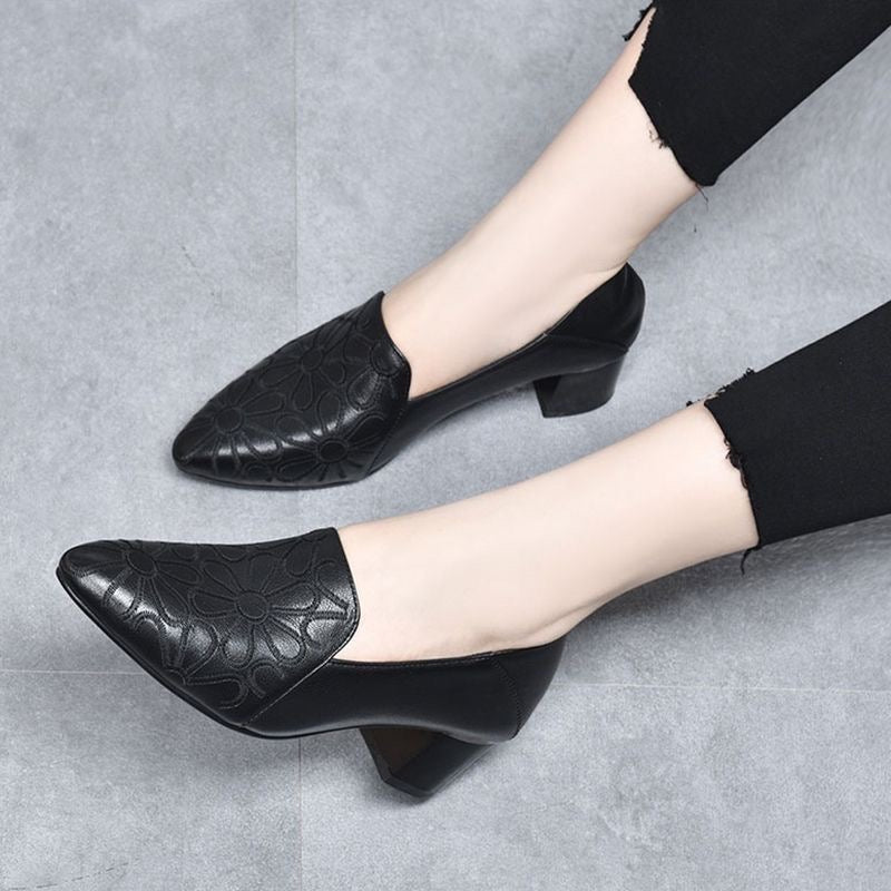 Rossy | Soft Leather Embroidered Pumps