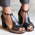 Aisha | Black Patchwork Peep Toe Heels