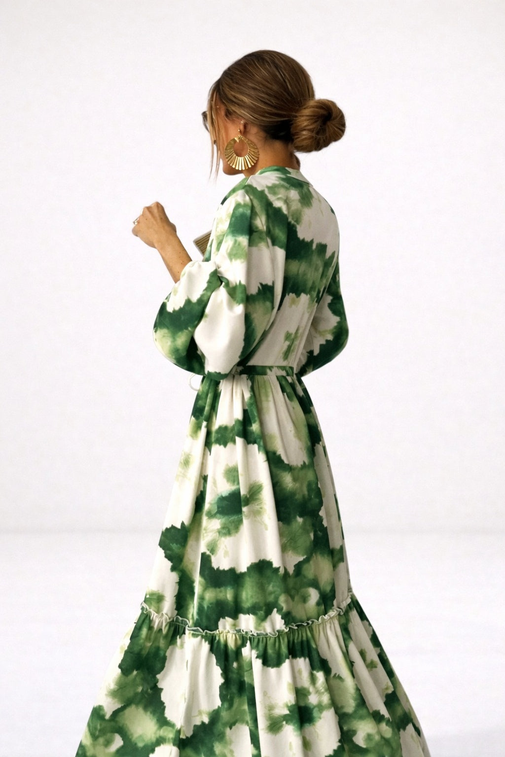 Monika | Long Sleeve Tie Waist Tiered Maxi Dress